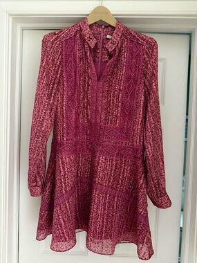 Derek Lam 10 Crosby Pink Printed Long-Sleeve Tunic Dress